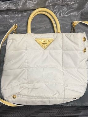 Final price!! Prada Tessuto White and Yellow Nylon Bag